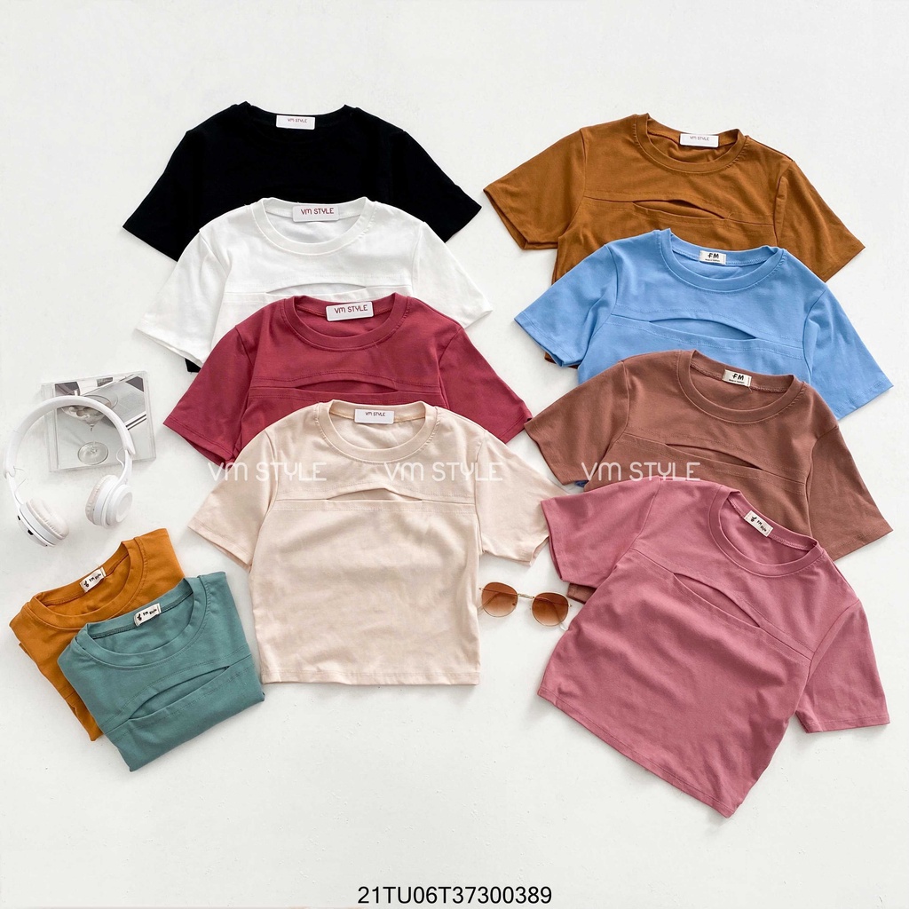 Áo thun tay ngắn VM STYLE crop hở ngực ulzzang thời trang nữ 21TU06T373003