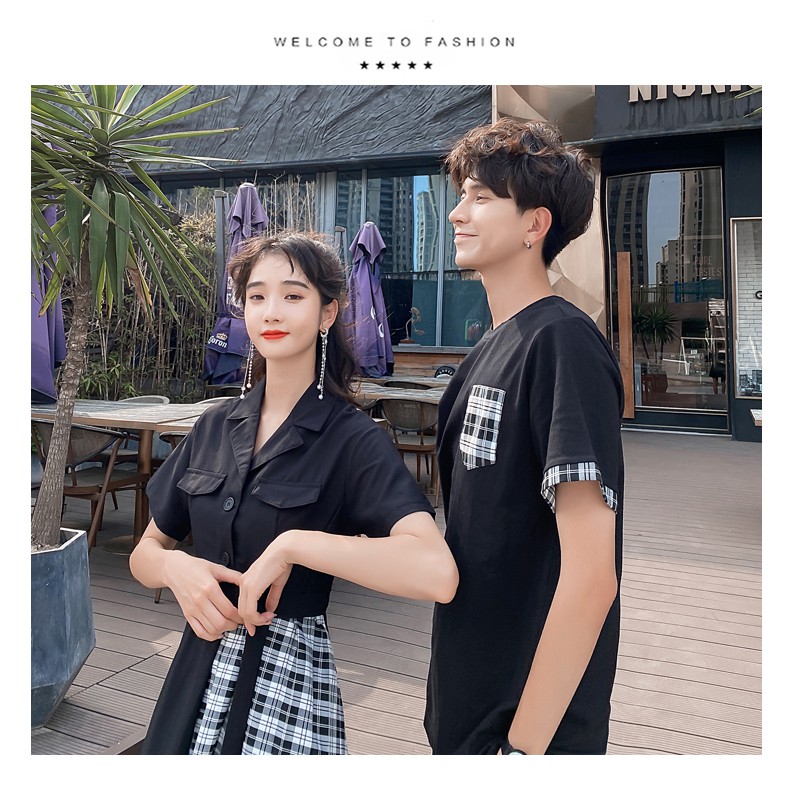 Summer Couple Dress Ladies Dress Skirt Men's Colorful Couple Dress Summer Short-Sleeved Shirt Super Fire Wind Wind