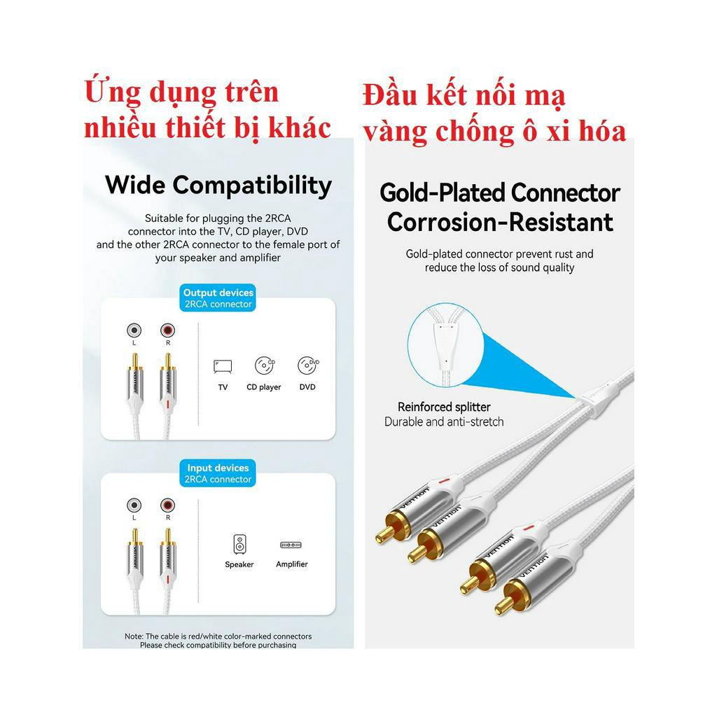 [2RCA male - 2RCA male ] Cáp âm thanh 2 đầu RCA Vention BCQI