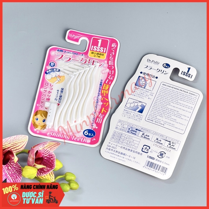 Bàn chải kẽ răng DR.POLIR kiểu chữ L (gói 6 chiếc) Interdental brushes type L - Minpharmacy
