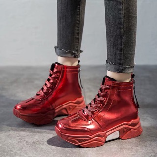 Sz 35-40 Boots thể thao cổ lửng da bóng siêu chất