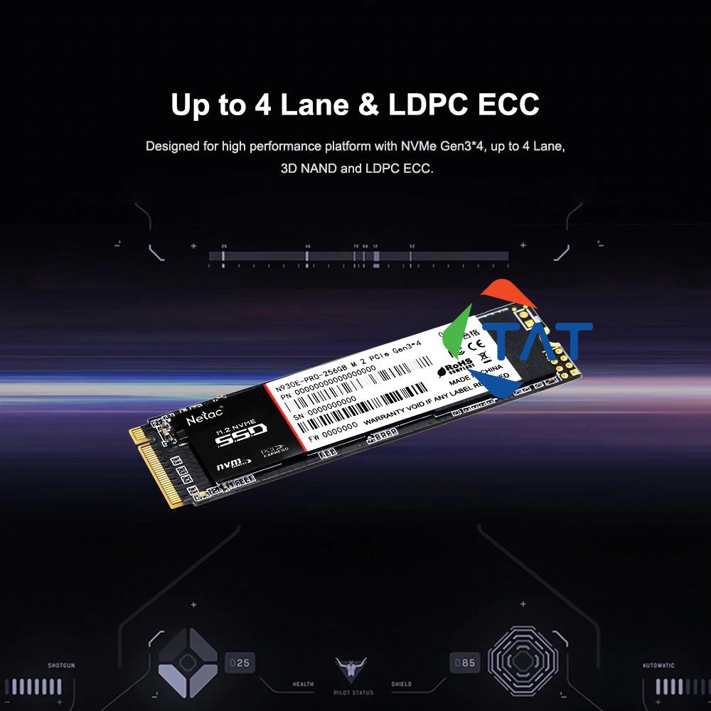 SSD M.2 NVMe 256GB PCIe 2280 Netac N930E Pro Gen3x4 Dùng Cho Laptop PC Desktop - Mới Bảo hành 36 tháng