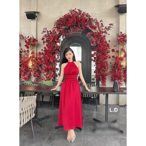 Đầm yếm maxi đũi bo eo gợi cảm