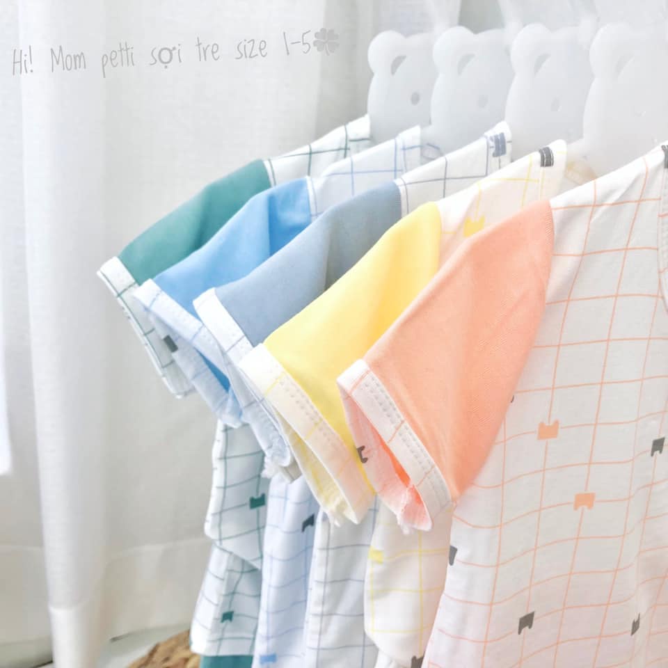 Bộ quần áo cộc tay trẻ em sơ sinh Hi Mom vải petit xuân hè cho bé trai bé gái Lismommybaby Mã CT037