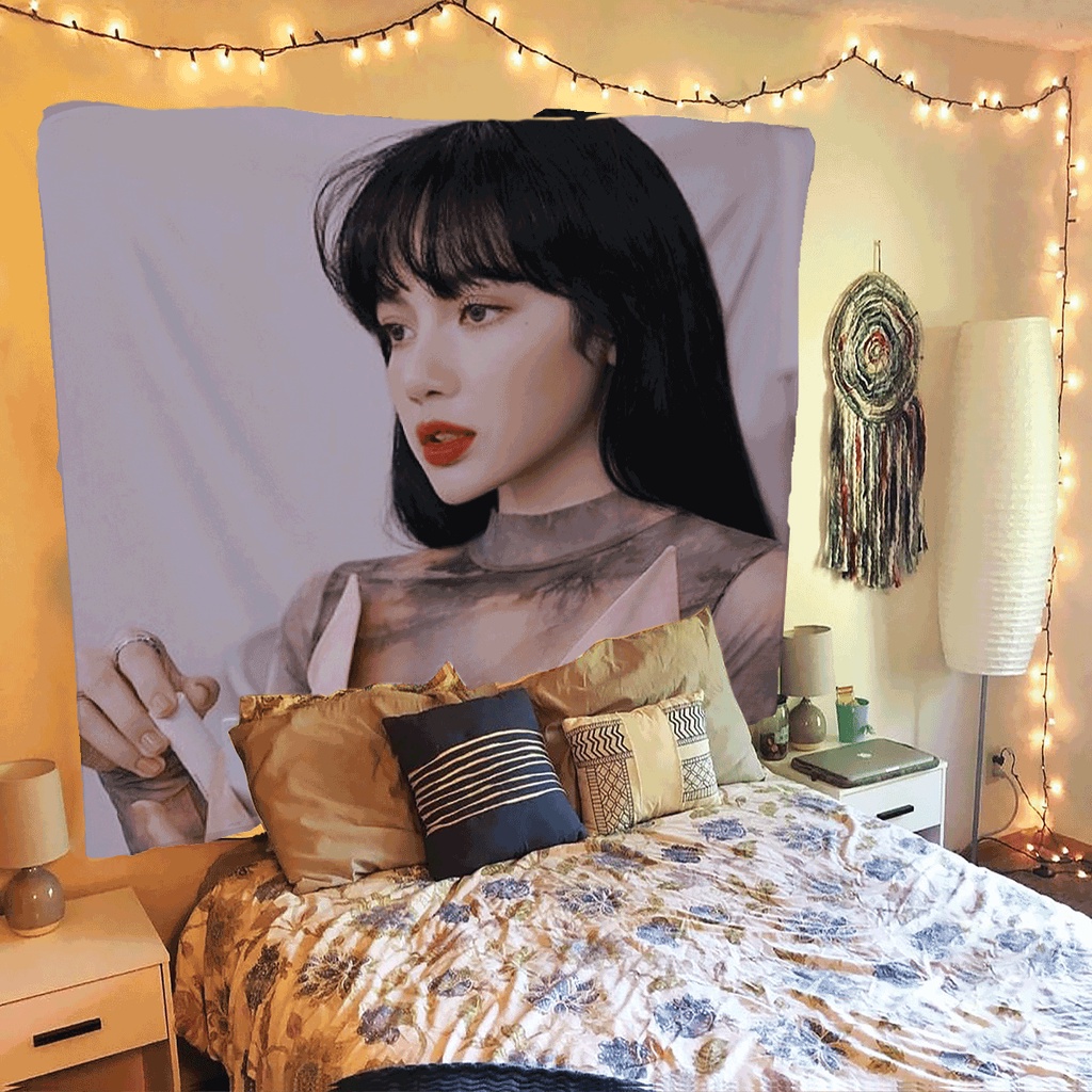LISA BLACKPINK 2 Tranh vải treo tường Decor phòng ngủ trang trí phòng khách IN THEO YÊU CẦU tặng đèn và móc treo