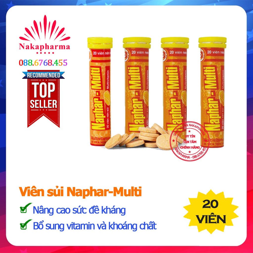 Viên sủi C Naphar-Multi Plus - Giúp bổ sung vitamin và khoáng chất, hỗ trợ tăng cường sức khỏe, nâng cao sức đề kháng
