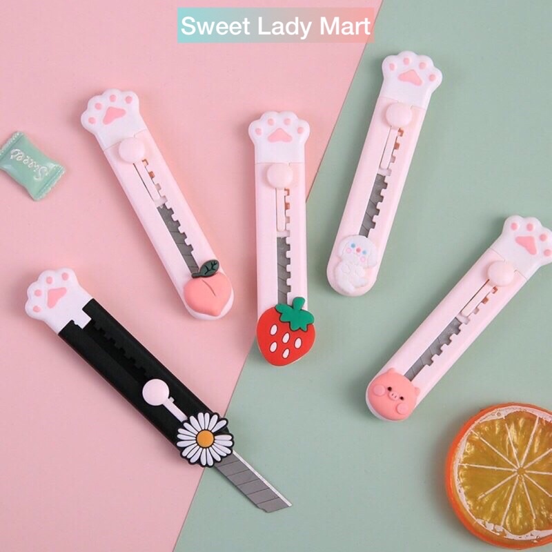 Dao Rọc Giấy Mini Charm Siêu Sắc Hoa Quả Chân Mèo Hình Thú Cute Dễ Thương
