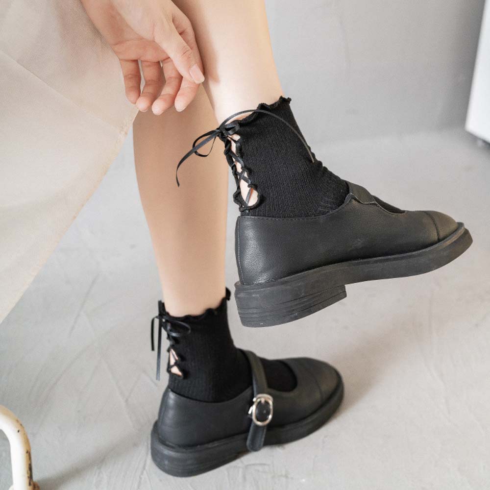 Đôi Vớ Cotton Màu Trắng / Đen Thời Trang Mùa Hè Cho Nữ