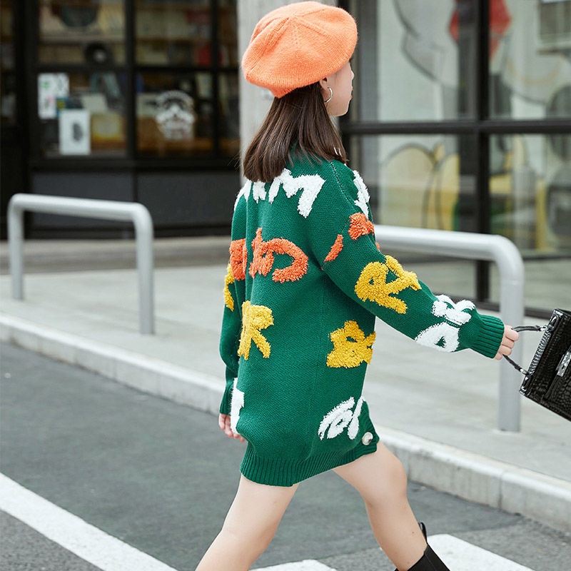 Áo khoác cardigan dệt kim thời trang thu đông cho bé gái