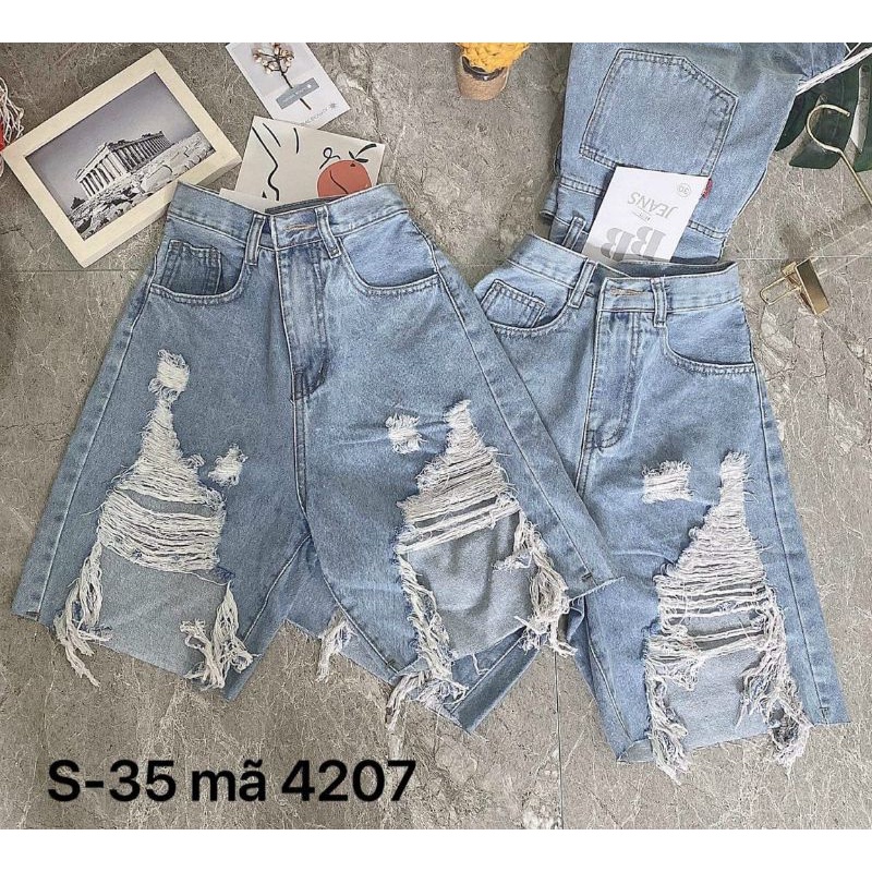 Quần short ngố jean nữ rách.#4204-Hàng VNXK-KingJean