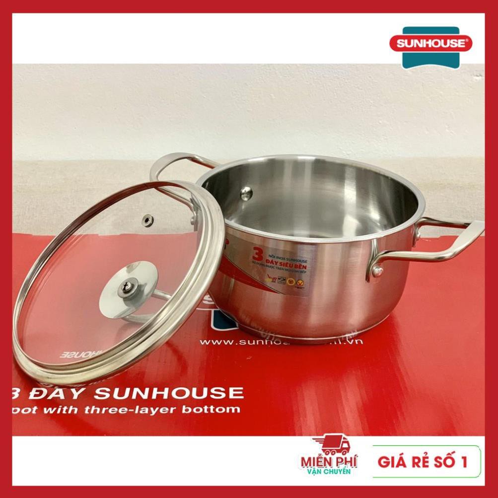 Bộ nồi inox 3 đáy 4 nồi + 1 xửng hấp  Sunhouse SH895, bộ nồi Sunhouse 3 đáy, dùng cho bếp từ.