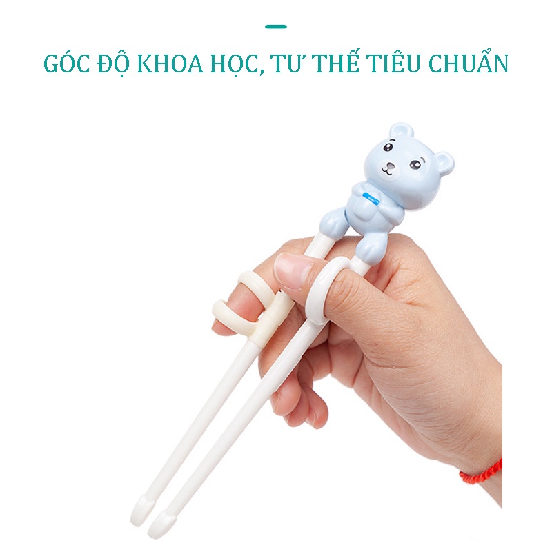 Đũa tập ăn, đũa tập gắp xỏ ngón hình gấu cho bé tập gắp