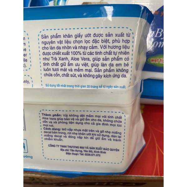 GIẤY ƯỚT BABY WIPE (Mầu Xanh)