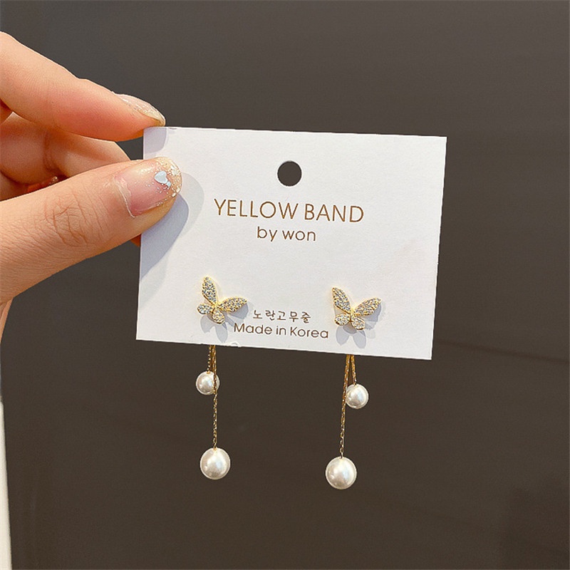 Đôi Bông Tai Dáng Dài Họa Tiết Bướm Thời Trang Cho Nữ