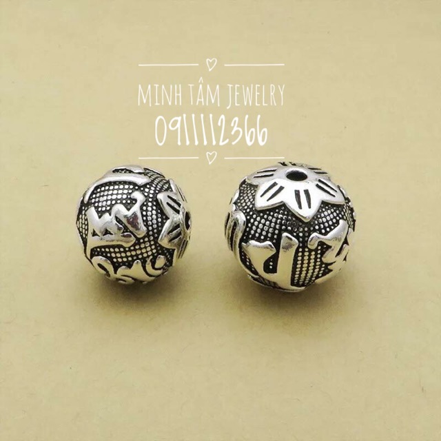 Charm cầu khăc chú bình an bạc Thái S925