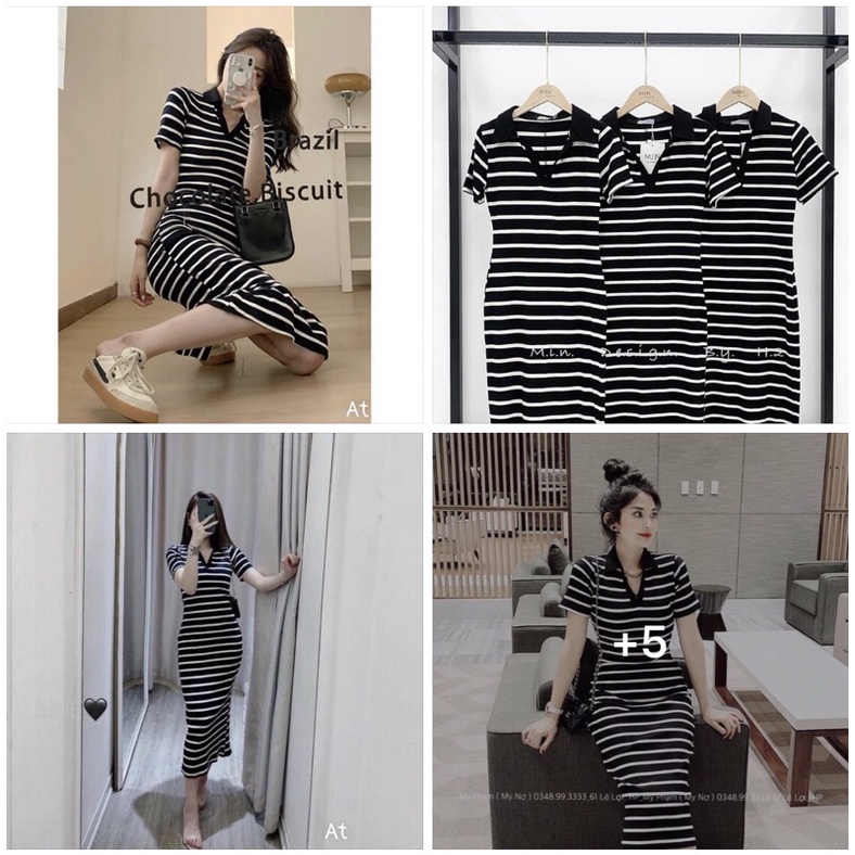 VÁY POLO KẺ BODY DÁNG DÀI
