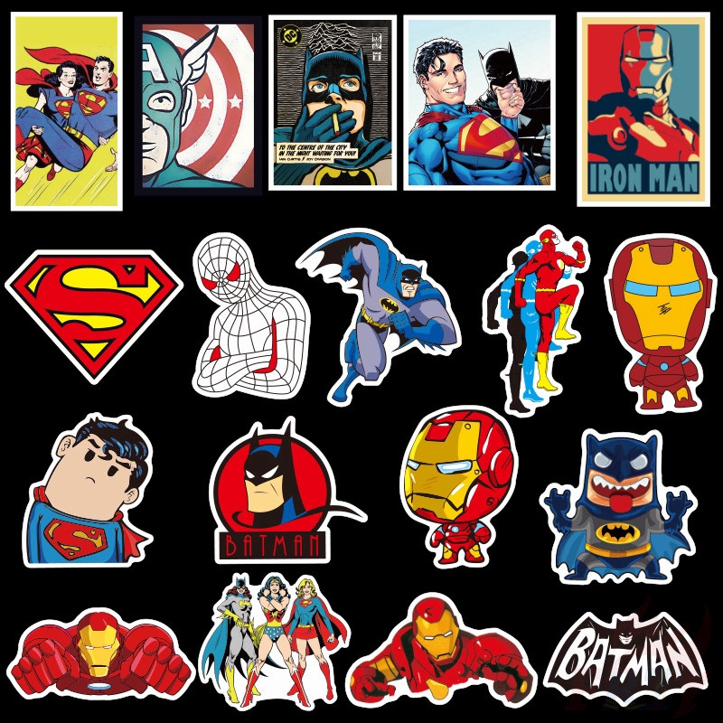 ❉ Marvel &amp; DC - Series 01 Stickers ❉ 50Pcs/Set Q Super Hero Waterproof JDM DIY Decals Doodle Stickers
