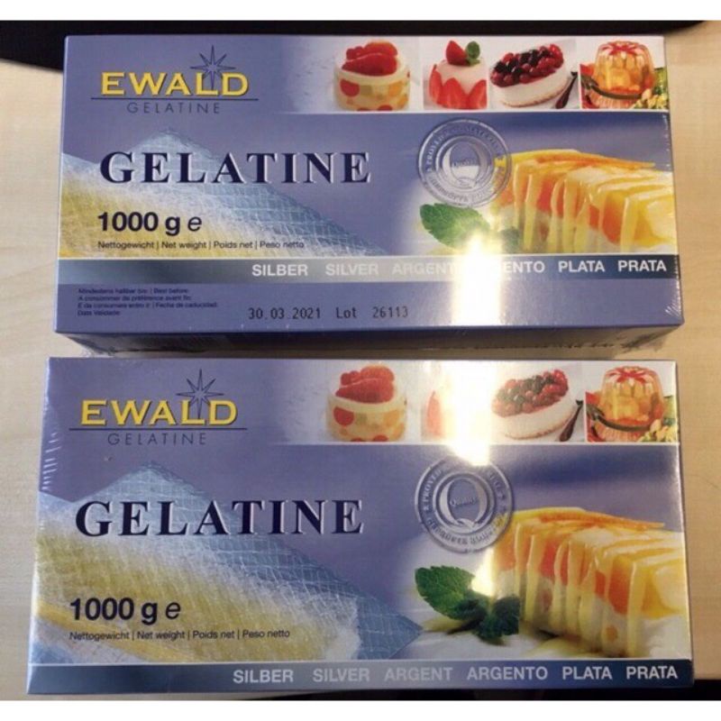 Gelatin lá dùng làm kẹo dẻo,bánh... 3.5g/lá ( set 5-10 lá) hiệu Ewald của Đức