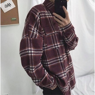Áo sơ mi caro đỏ đậm