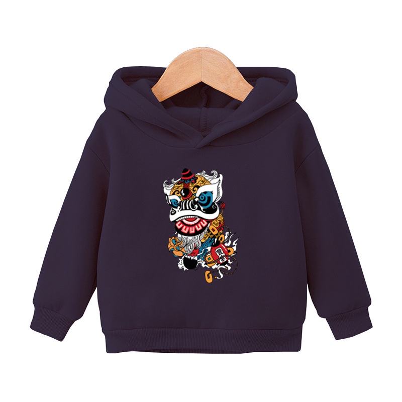 Áo Hoodie Mùa Đông In Hình Sư Tử Nhảy Múa Phong Cách Trung Hoa Mừng Năm Mới Cho Bé Trai Và Gái 1-6 Tuổi