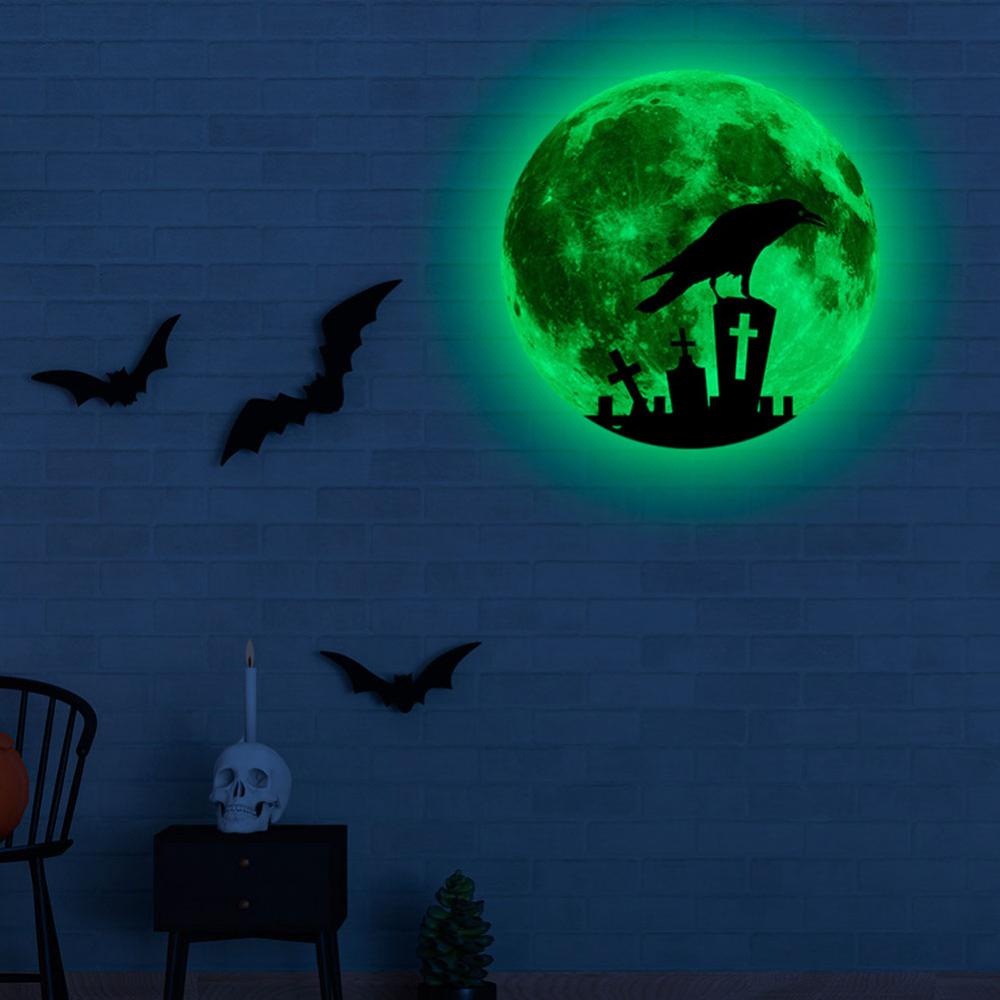 Đề Can Dạ Quang 30cm Hình Mặt Trăng Trang Trí Halloween K1R4