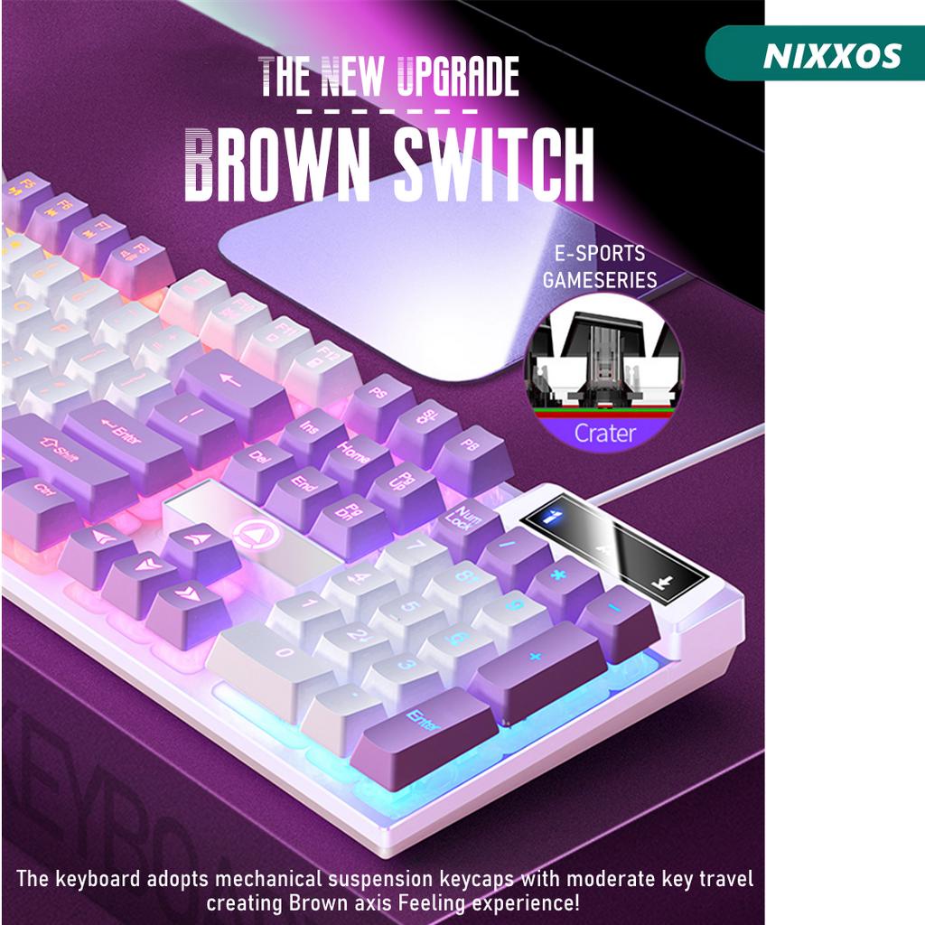 Bàn Phím Cơ Gaming NIXXOS 14 104 Phím Có Đèn LED Nền Với Giá Đỡ Chống Trượt Cho Windows PC