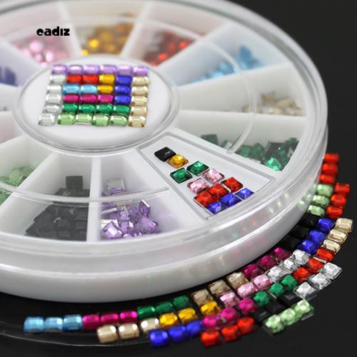 Hộp phụ kiện đá vuông đẹp mắt dùng đính trang trí móng tay tiện dụng