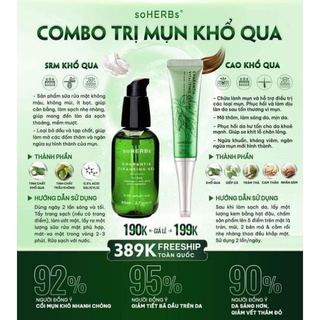 Cao mụn khổ qua soherbs, sữa rửa mặt dạng gel soherbs cho da dầu mụn,nhạy cảm giảm mụn mờ thâm , cấp ẩm