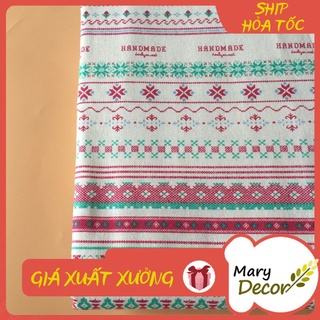 Vải bố linen đẹp may rèm trang trí, gối tựa sofa xinh xắn - họa tiết thổ cẩm V-L10