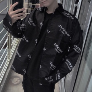 [CÓ SẴN - ẢNH THẬT] Áo sơ mi hoạ tiết unisex in chữ Hàn Quốc form rộng phong cách Ulzzang