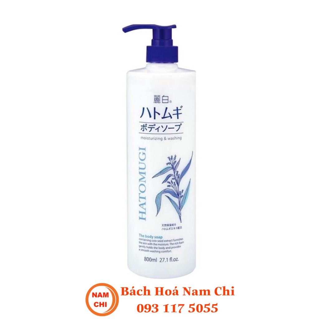 Sữa Tắm Ý Dĩ Dưỡng Ẩm Trắng Da Hatomugi Moisturizing Washing 800ml - Nội Địa Nhật