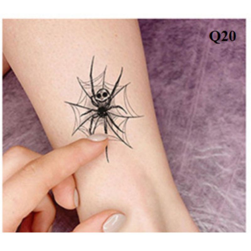 Hình xăm nhện giăng tơ q20. Xăm dán tatoo mini tạm thời, size <10x6cm