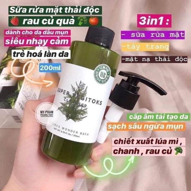 Sữa rửa mặt rau củ thải độc Super Vegitoks Cleaner 300ml