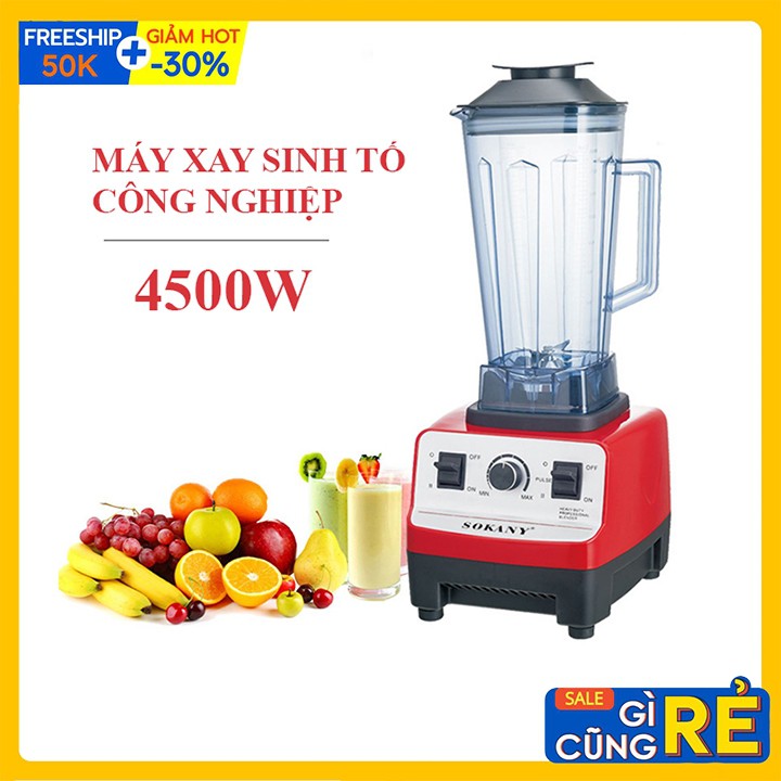 [Mã ELHADEV giảm 4% đơn 300K] Máy xay công nghiệp, Xay sinh tố Chuyên dụng nhà hàng 4500W SOKANY