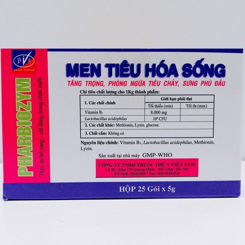 Men hỗ trợ tiêu hóa Pharbiozym cho chó mèo gói 5g