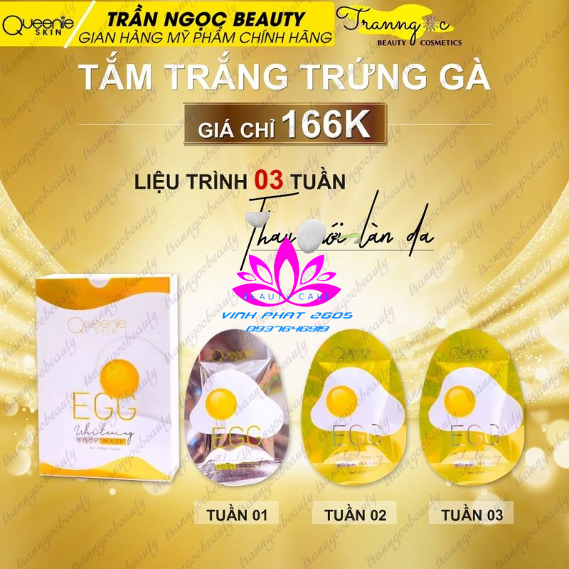 Tắm Trắng Body Trứng Vàng Queenie Skin Chính Hãng- Mua 1 Được 3