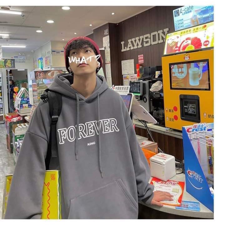 Hoodie Nỉ Chất Đẹp Nam Nữ Mũ 2 Lớp Tay Bồng Chữ Forrever Unisex Sweater Form Rộng Hàn Quốc