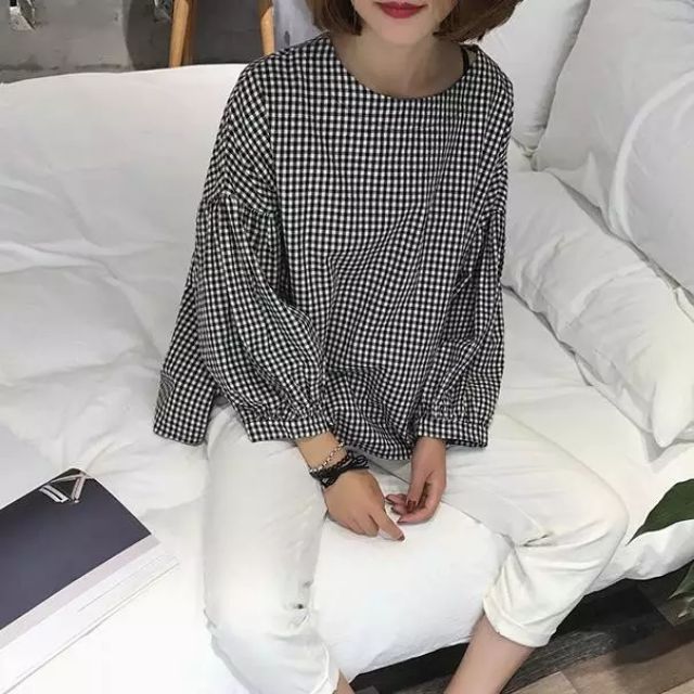 Áo kẻ babydoll