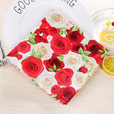 Bộ 20 Khăn Ăn Giấy Hình Hoa Bướm Chuồn Chuồn Đỏ