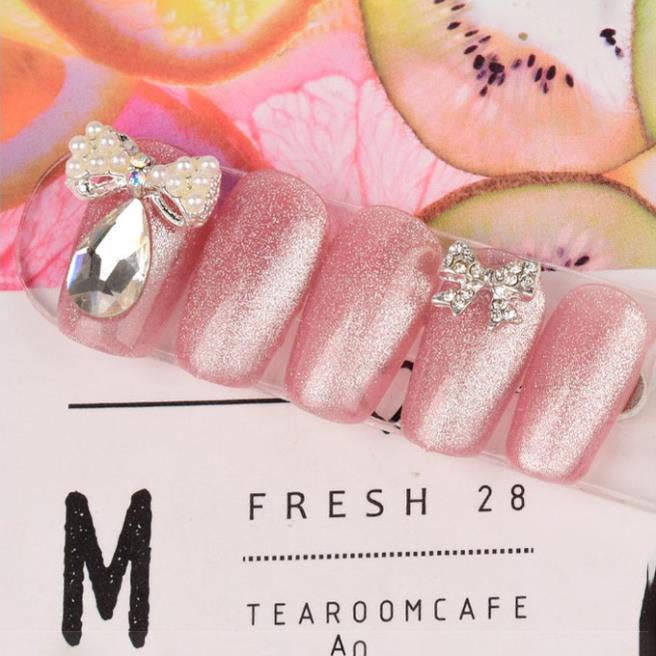 Charm nail nơ bạc, charm nơ nail quốc dân phong cách hàn quốc trang trí móng