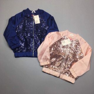 Áo khoác bomber  H&M đính cườm bé gái sz 4/5