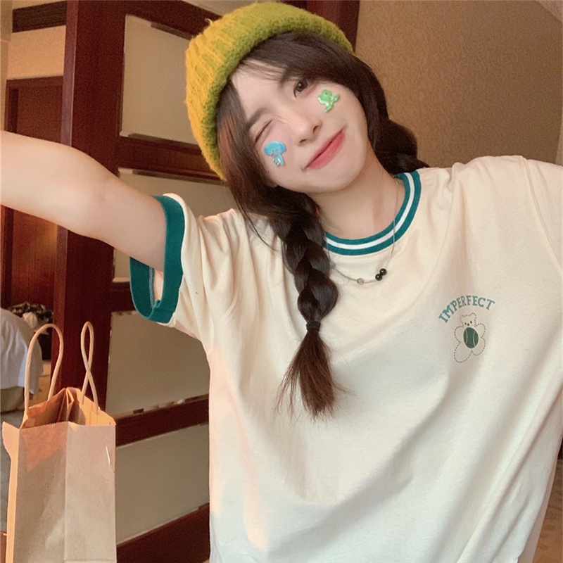 Áo thun SUXI ngắn tay cổ tròn màu sắc đơn giản thời trang mùa hè dành cho nữ