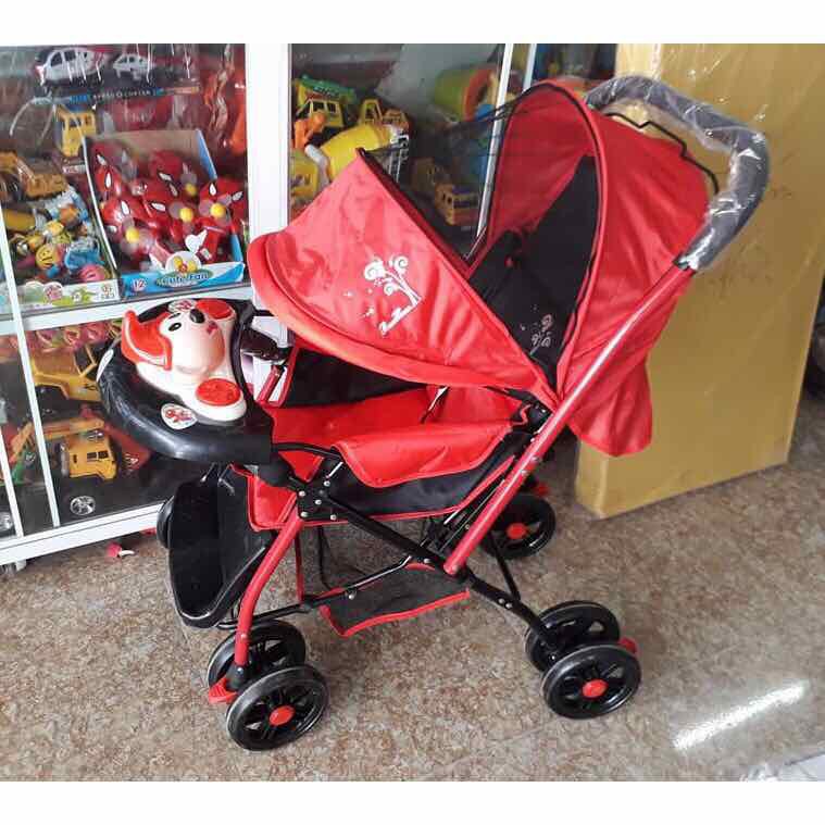 [Trợ giá] Xe Đẩy Cao Cấp 2 Chiều 3 Tư Thế -Có Nhạc -Bảo Hiểm - Phanh Chân - Giỏ Để Đồ