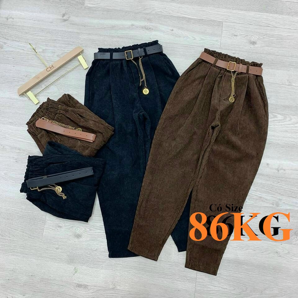 Quần Baggy NHUNG tăm Có Bigsize 86KG, KHÔNG KÈM ĐAI, KHÔNG XÍCH