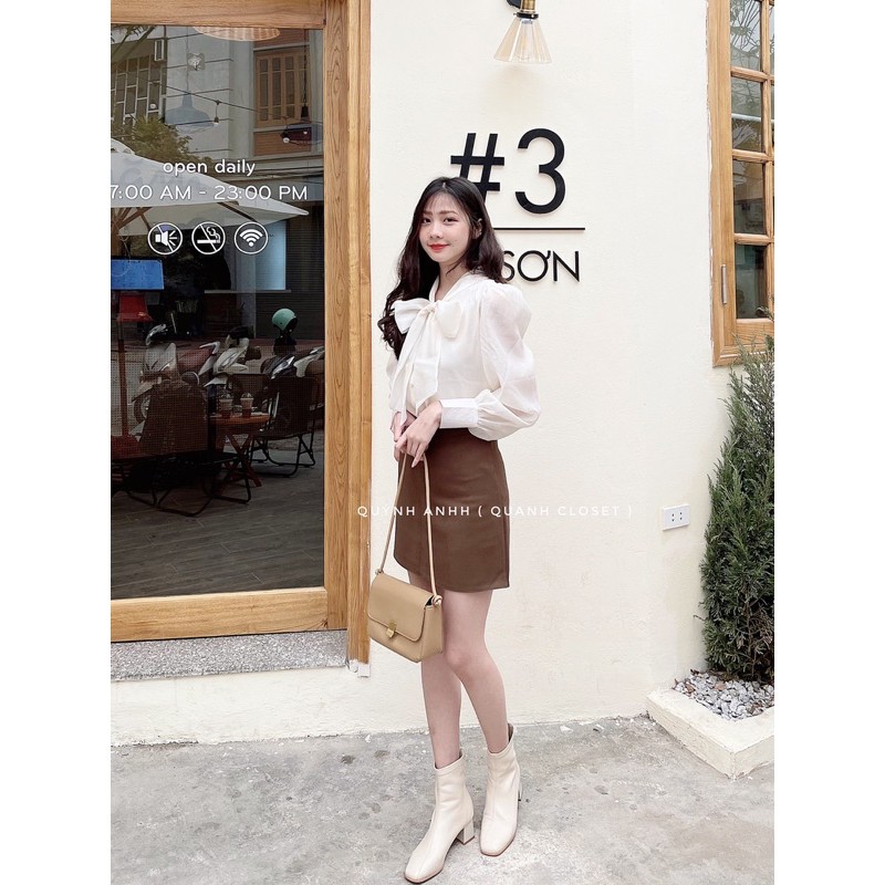 áo sơ mi tơ voan cổ nơ | BigBuy360 - bigbuy360.vn