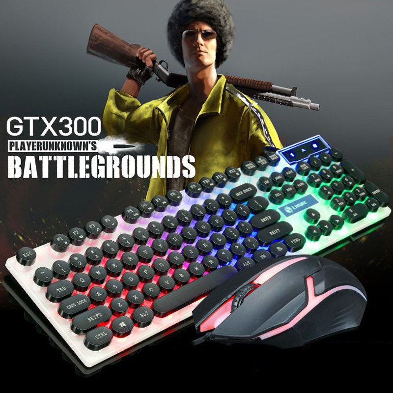 {RẺ VÔ ĐỊCH} Bộ Bàn Phím Giả Cơ và Chuột Chuyên Game Phím Vuông LIMEIDE GTX300 2017 Led 7 Màu | BigBuy360 - bigbuy360.vn
