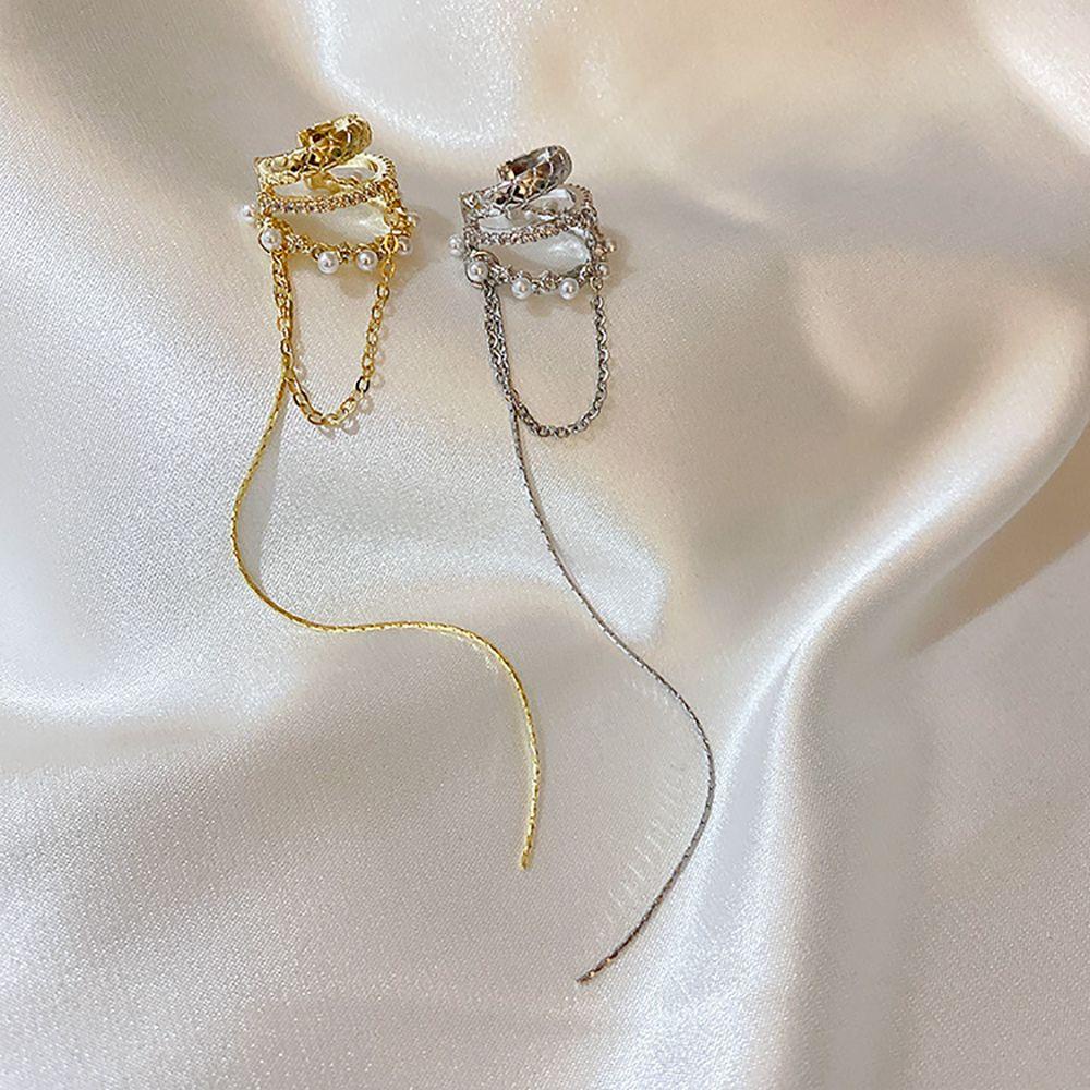 Bông Tai Thời Trang Kiểu Kẹp Dài Nhiều Lớp Cho Nữ VANES1