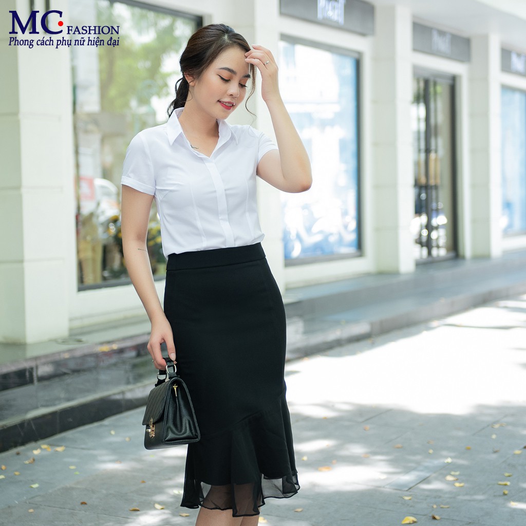 Sơ mi nữ trắng ngắn tay mc fashion a0068
