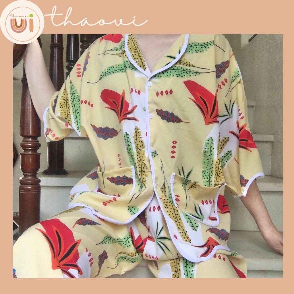 Bộ đồ ngủ Pijama Ngắn Tay Quần Dài Họa Tiết Dễ Thương Siêu Xinh Mặc Nhà Thoải Mái Rộng Rãi Thoáng Mát Mango Lụa Hàn | BigBuy360 - bigbuy360.vn