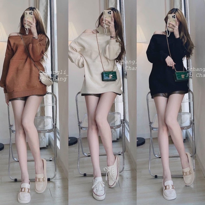 BÁN SỈ ÁO LEN KHOÉT VAI CHO NỮ- Hàng loại 1 dáng dài